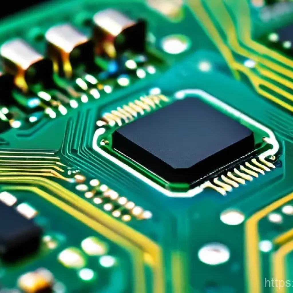 전자기술사와 PCB 설계 과정 - A close-up, high-definition shot of a complex and densely packed Printed Circuit Board (PCB) serving...