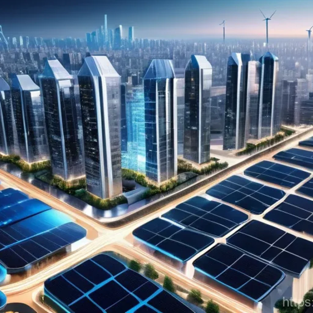 전자기술사와 관련된 전력 시스템 이론 - A highly detailed, futuristic smart city, showcasing a vibrant, interconnected power grid. Transpare...